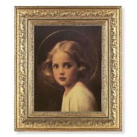 12 1/2" x 14 1/2" Ornate Gold Leaf Antique Frame with 8" x 10" Mary Most Holy Print