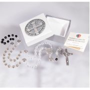 Tri Color Crystal Glass Bead St. Benedict Rosary, Boxed