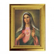 6 3/4" X 8 3/4" Gold Leaf Finish Frame with 5" X 7" La Fuente: Immaculate Heart of Mary Textured Art