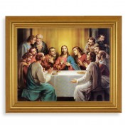 10" x 12" Gold Leaf Finish Beveled Frame with 8" x 10" Bonella: Last Supper Textured Art