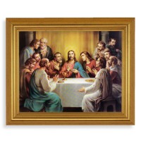 10" x 12" Gold Leaf Finish Beveled Frame with 8" x 10" Bonella: Last Supper Textured Art