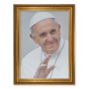 23.5" x 31" Antique Gold Leaf Beveled Frame, Roping Detail with 19" x 27" Pope Francis Canvas Artwork
