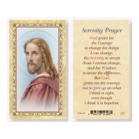 25pk - Serenity Prayer  Head Of Christ  Gold Stamped Laminated Holy Card  Pk 25