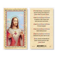 25pk - Sacred Heart Of Jesus Prayer  Gold Stamped Laminated Holy Card  Pk 25