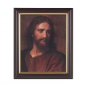 10" x 12" Walnut Frame with Gold Inside Lip and a 8" x 10" Head Of Christ Print