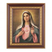 11 1/2" x 13 1/2" Cherry Frame with Gold Trim with an 8" x 10" Immaculate Heart of Mary Print