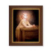 10 1/2" x 12 1/2" Walnut Finish Beveled Frame with 8" x 10" Thy Will Be Done Textured Art