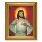 10" x 12" Gold Leaf Finish Beveled Frame with 8" x 10" Sacred Heart of Jesus Textured Art