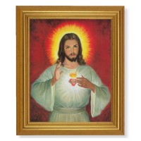 10" x 12" Gold Leaf Finish Beveled Frame with 8" x 10" Sacred Heart of Jesus Textured Art