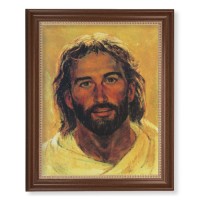 13 1/2" x 16 9/16" Walnut Finished Frame with 11" x 14" Hook: Head of Christ Textured Art