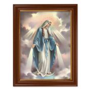 15 1/2" x 19 1/2" Walnut Finish Frame with Gold Accent and a 12" x 16" Our Lady of Grace Textured Art