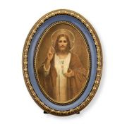 5 1/2" x 7 1/2" Oval Gold-Leaf Frame with a Chambers: Sacred Heart of Jesus Print