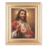 10 1/4" x 12 1/4" Satin Gold Frame with an 8" x 10" Sacred Heart of Jesus Print