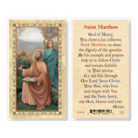 25pk - Saint Matthew With Prayer  Gold Stamped Laminated Holy Card  Pk 25