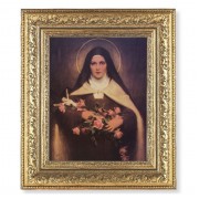 12 1/2" x 14 1/2" Ornate Gold Leaf Antique Frame with 8" x 10" St. Therese Print