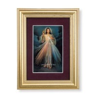5 1/4" x 6 3/4" Gold Leaf Frame-Burgundy Matte with a 2 1/2" x 3 3/4" Divine Mercy Print 5 1/4" x 6 3/4" Gold Leaf Frame-Burgundy Matte with a 2 1/2" x 3 3/4" Divine Mercy Print