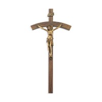 10" Walnut Crucifix with Museum Gold Tone Corpus