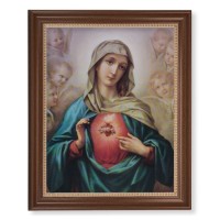 13 1/2" x 16 9/16" Walnut Finished Frame with 11" x 14" Immaculate Heart of Mary Textured Art