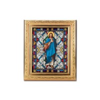 8 1/4" x 10 1/4" Gold Ornate Frame with a 6" x 8" Good Shepherd Textured Glass Artwork