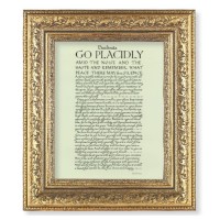 12 1/2" x 14 1/2" Ornate Gold Leaf Antique Frame with 8" x 10" Go Placidly Print