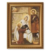15 1/2" x 19 1/2" Antique Gold Leaf Beveled Frame with Bead Inlay and 12" x 16" The Holy Family in Nazareth Textured Art