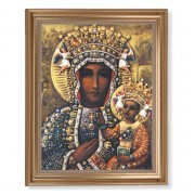 13 1/2" x 16 9/16" Gold Leaf Antique Finished Frame with 11" x 14" Our Lady of Czestochowa Textured Art