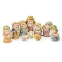 10 Pc Resin Yarn Nativity Set in Pastel Colors