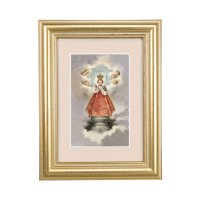 5 1/4" x 6 3/4" Gold Leaf Frame-Cream Matte with a 2 1/2" x 3 3/4" Infant of Prague Print