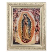 8.25" x 10.25" Silver Ornate Frame with a 6" x 8" Our Lady of Guadalupe with Angels Print