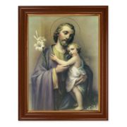 15 1/2" x 19 1/2" Walnut Finish Frame with Gold Accent and a 12" x 16" Saint Joseph Textured Art