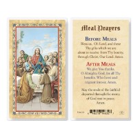 25pk - Meal Prayers - The Last Supper Gold Stamped Laminated Holy Card  Pk 25