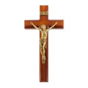 11" Two Tone Wood Cross with Museum Gold Tone Corpus