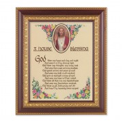 11 1/2" x 13 1/2" Cherry Frame with Gold Trim with an 8" x 10" A House Blessing Print