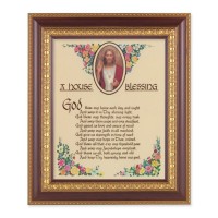 11 1/2" x 13 1/2" Cherry Frame with Gold Trim with an 8" x 10" A House Blessing Print