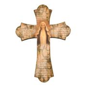 Immaculate Heart of Mary 10" Laser Cut Wood Vintage Cross