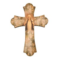 Immaculate Heart of Mary 10" Laser Cut Wood Vintage Cross