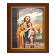 10 1/2" x 12 1/2" Walnut Finish Beveled Frame with 8" x 10" St. Joseph Textured Art