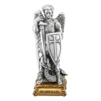 4 1/2" Pewter Saint Michael Statue Gift Boxed