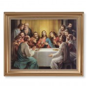 13 1/2" x 16 9/16" Gold Leaf Antique Finished Frame with 11" x 14" Last Supper Textured Art
