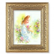 12 1/2" x 14 1/2" Ornate Gold Leaf Antique Frame with 8" x 10" Blanc: Mystical Rose Print