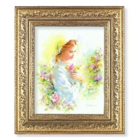 12 1/2" x 14 1/2" Ornate Gold Leaf Antique Frame with 8" x 10" Blanc: Mystical Rose Print
