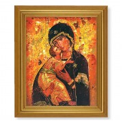 10" x 12" Gold Leaf Finish Beveled Frame with 8" x 10" Our Lady of Vladimir Textured Art