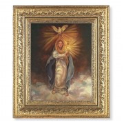 12 1/2" x 14 1/2" Ornate Gold Leaf Antique Frame with 8" x 10" Mary with Monstrance Print