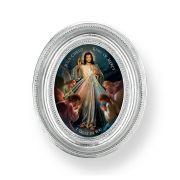 3 1/2" x 4 1/2" Silver Oval Frame with a Jesus King of Mercy Print