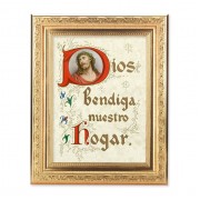 8 1/4" x 10 1/4" Gold Ornate Frame with a 6" x 8" House Blessing Spanish Print