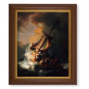 10 1/2" x 12 1/2" Walnut Finish Beveled Frame with 8" x 10" Rembrandt: The Storm on the Sea of Galilee Textured Art