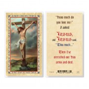 25pk - I Asked Jesus Crucifixion  Gold Stamped Laminated Holy Card  Pk 25