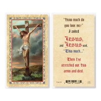 25pk - I Asked Jesus Crucifixion  Gold Stamped Laminated Holy Card  Pk 25