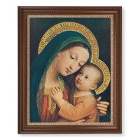 13 1/2" x 16 9/16" Walnut Finished Frame with 11" x 14" Our Lady of Good Counsel Textured Art