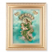 10 1/4" x 12 1/4" Satin Gold Frame with an 8" x 10" St. Joseph and Child Enthroned Print
